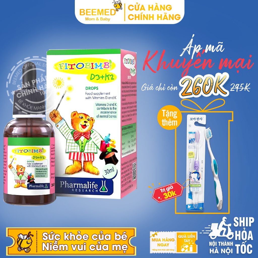 Fitobimbi D3 và K2 Nhập khẩu từ Ý, Fito Bimbi của Ý Bổ sung D3 cho bé giúp hấp thụ canxi tối đa, dùng cho trẻ từ sơ sinh