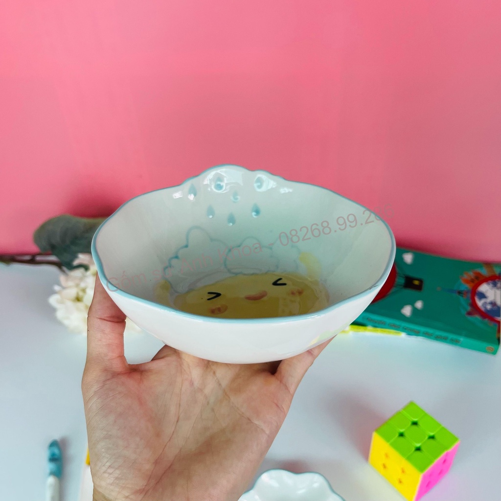 Bát Đĩa Decor, Chén Dĩa dễ thương, Bát ăn cơm Sét cầu vồng 4 món cực cute xinh yêu