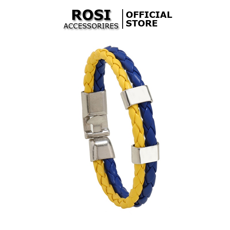 Vòng tay nam vòng đôi xanh vàng cờ Ukraina cực đẹp