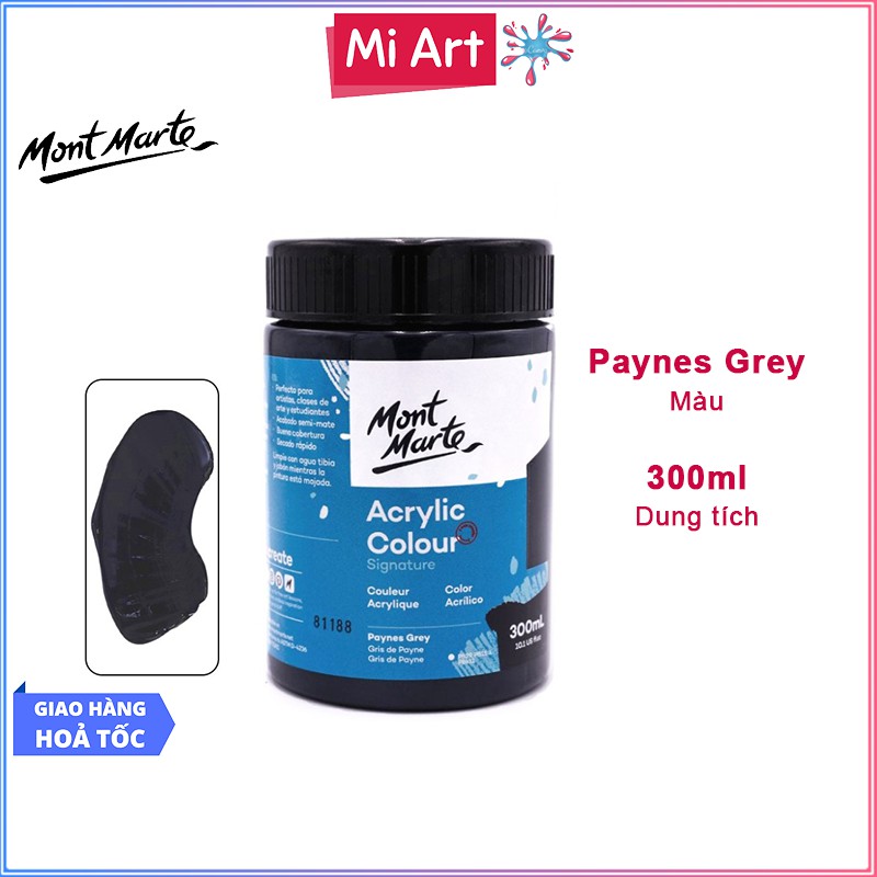 Màu Acrylic Mont Marte 300ml - Paynes Grey - Acrylic Colour Paint Signature 300ml (10.1oz) - MSCH3063