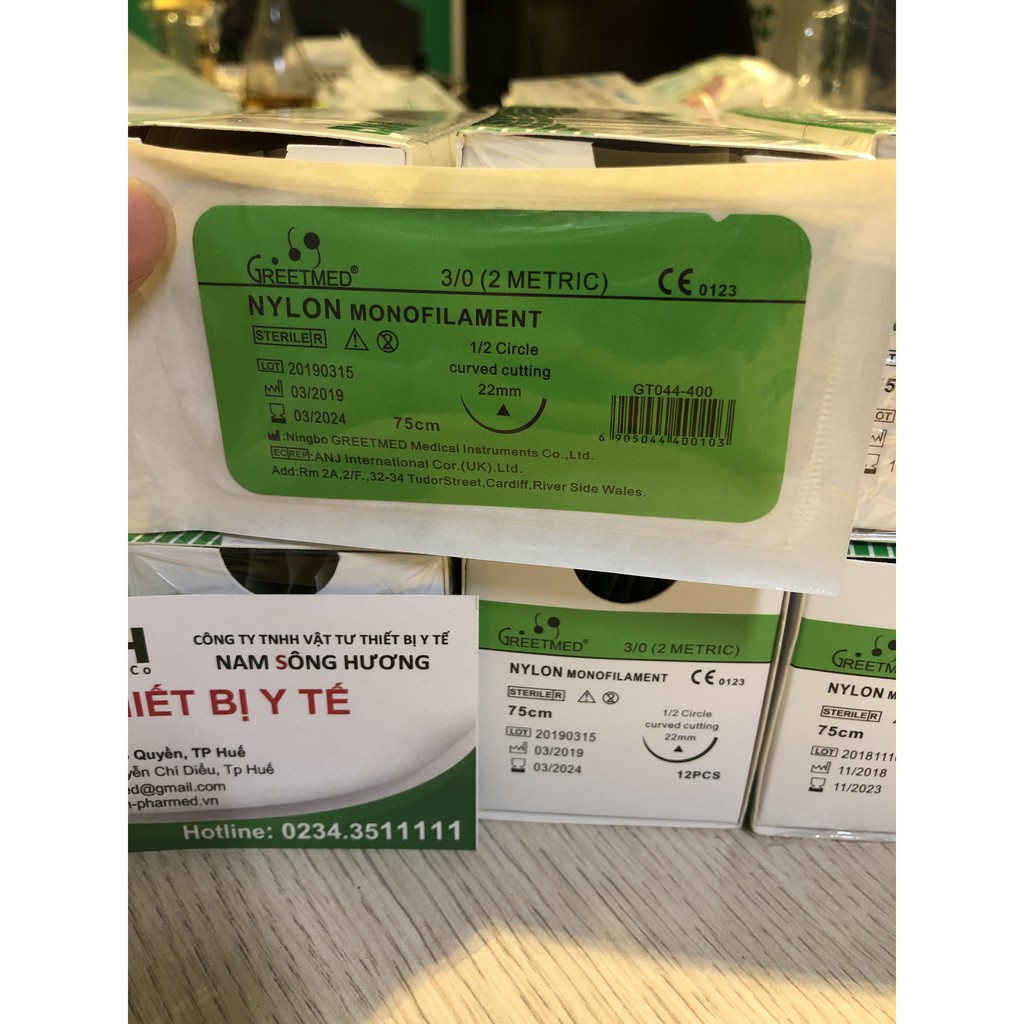 CHỈ THẨM MỸ NHẤN MÍ LÀM MÁ LÚM CHỈ PHẪU THUẬT NYLON KHÔNG TAN TỔNG HỢP GREETMED SIZE 2/0, 3/0, 4/0, 5/0,6/0