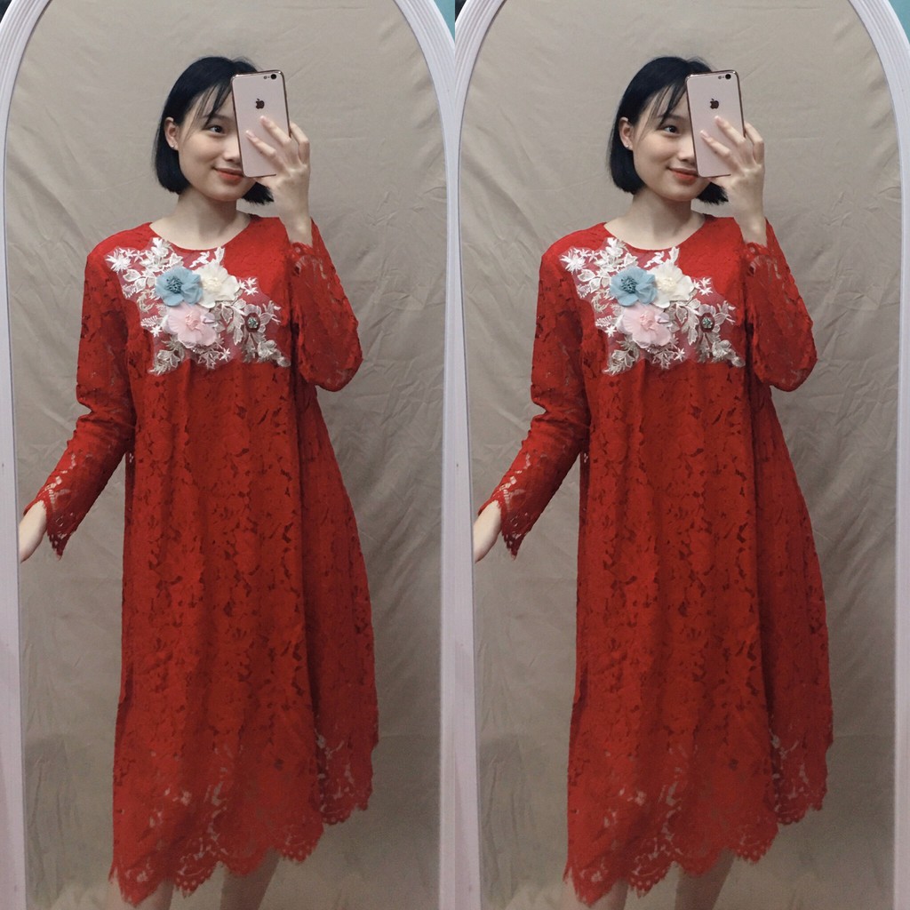 Váy bầu thiết kế chất ren cấp diện Tết,sự kiện