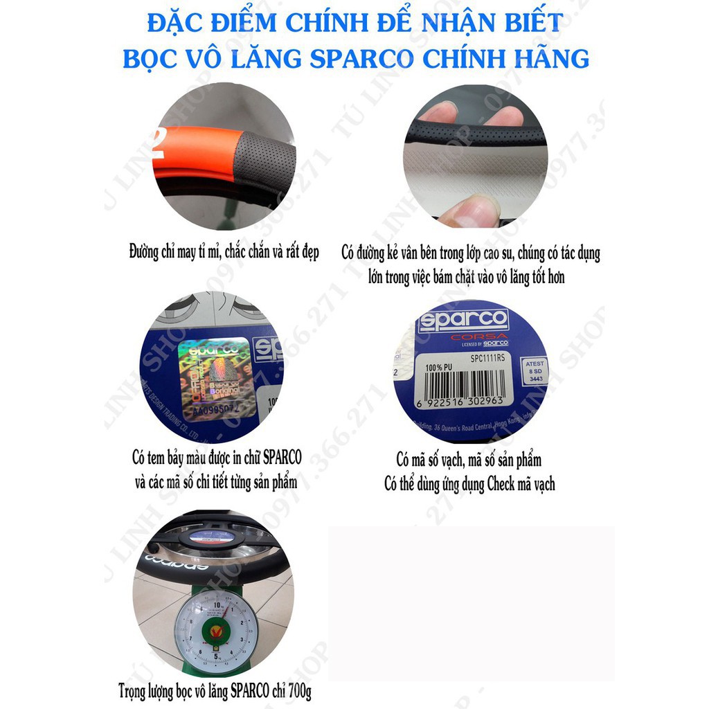 ⚡️HÀNG CAO CẤP⚡️Bọc vô lăng Chính hãng Sparco mã 1117RD - đầy đủ tem mác, khung vô lăng