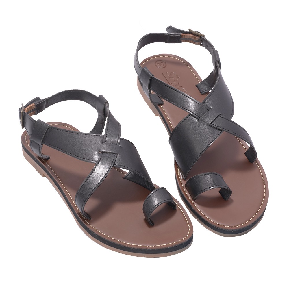 Sandal Bệt Nữ đẹp quai ngang da mềm 1 quai khóa gài VNXK học sinh, sinh viên, công sở S001