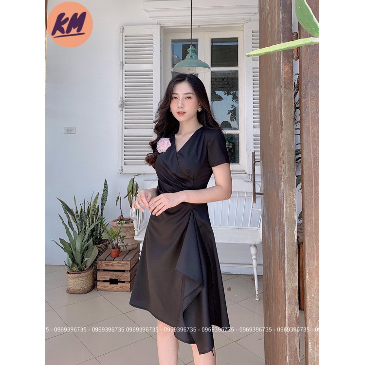 Đầm Xòe Chiết Eo Nữ Tính - Đầm Công Sở Cổ V Sang Trọng (Chất lượng) | BigBuy360 - bigbuy360.vn