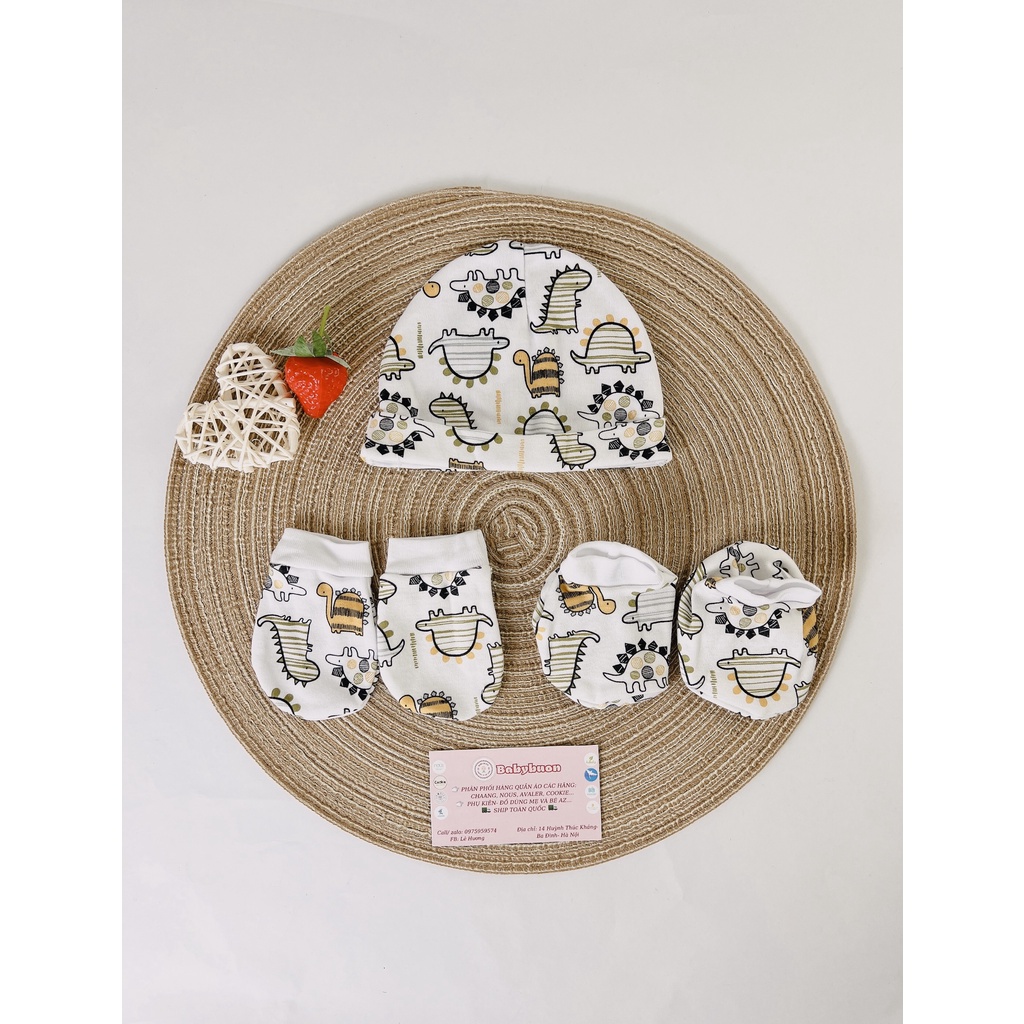 Set Mũ, Bao Tay, Bao Chân Sunnozy Cho Bé Sơ Sinh Cotton Mềm Mại Cho Bé Từ 0-3 Tháng Babibu - SMBTS