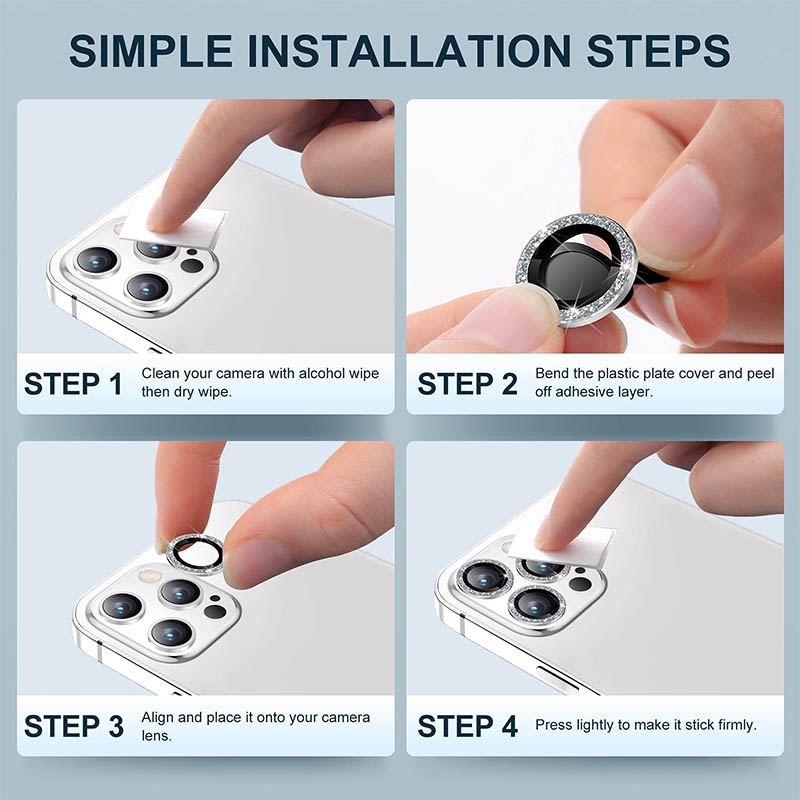 Kính cường lực viền kim loại bảo vệ camera cho iPhone 14 Pro Max / 14 Plus