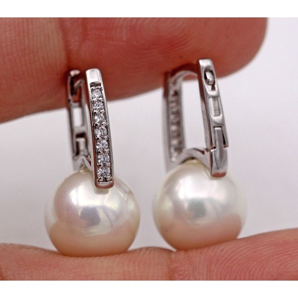 Bông tai mạ vàng 18K đính ngọc trai phong cách Âu Mỹ