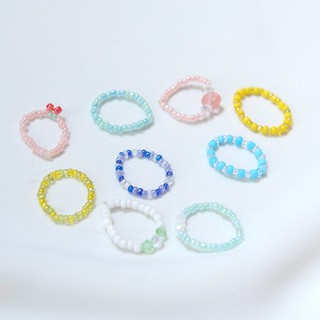Handmade - Nhẫn hạt cườm phong cách retro nhiều màu