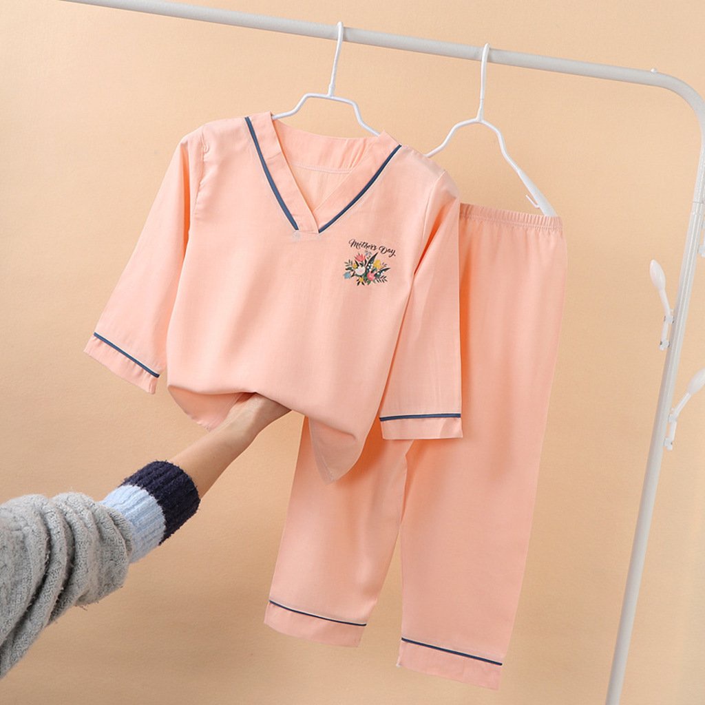 Bộ ngủ dài tay cổ chữ V cho bé, Đồ bộ Pijama In Hình Cute cho bé từ 10-28kg - LILA KIDS