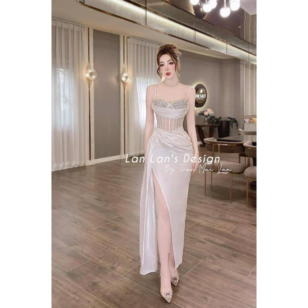 Đầm lụa phối nhũ ngực bèo hông Khách thích style sang chảnh mà vẫn kín đáo thì chọn ngay em váy này 👍🏼👍🏼 Đi tiệc đi chơ