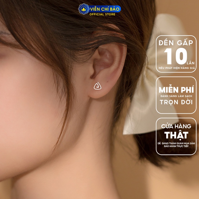 Bông tai bạc nữ xoắn tam giác cá tính chất liệu bạc 925 thời trang phụ kiện trang sức nữ Viễn Chí Bảo E030