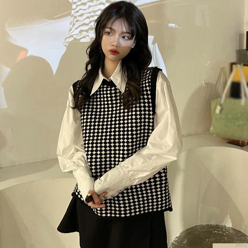 Áo len không tay cổ tròn phong cách Hàn Quốc dành cho nữ