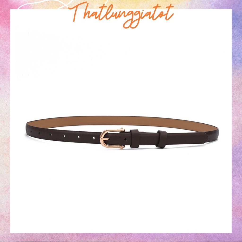 Thắt lưng nữ Ulzzang mặt màu vàng bản nhỏ 1.8cm (Hỗ trợ bấm, cắt dây nịt) TL129 - Thắt Lưng Giá Tốt