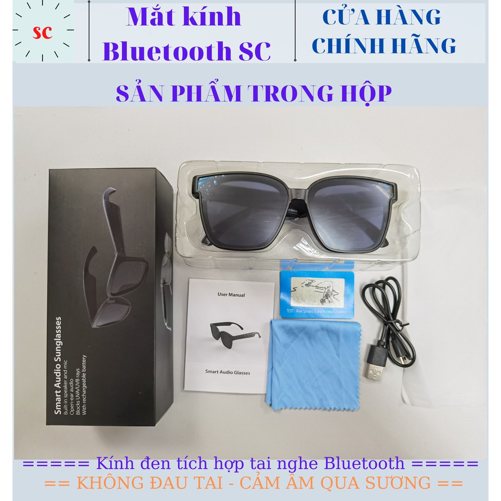 Mắt Kính Nam Thời Trang Tích Hợp Tai Nghe Bluetooth 5.0 Nghe nhạc MP3 - Mắt kính thông minh Bluetooth Không Đau Tai