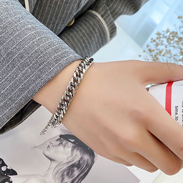 🔥🔥Vòng tay đôi Nam nữ Cuban Thép titan HIPHOP đơn giá Phong cách Hàn quốc Thép titan Không phai màu VT-031 | BigBuy360 - bigbuy360.vn