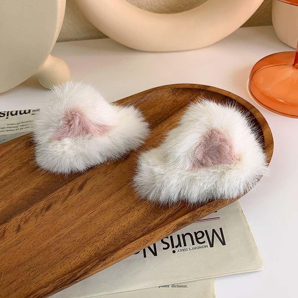 JARRED Kẹp Tóc Tai Mèo Phối Lông Mềm Mại Phong Cách Lolita Đáng Yêu