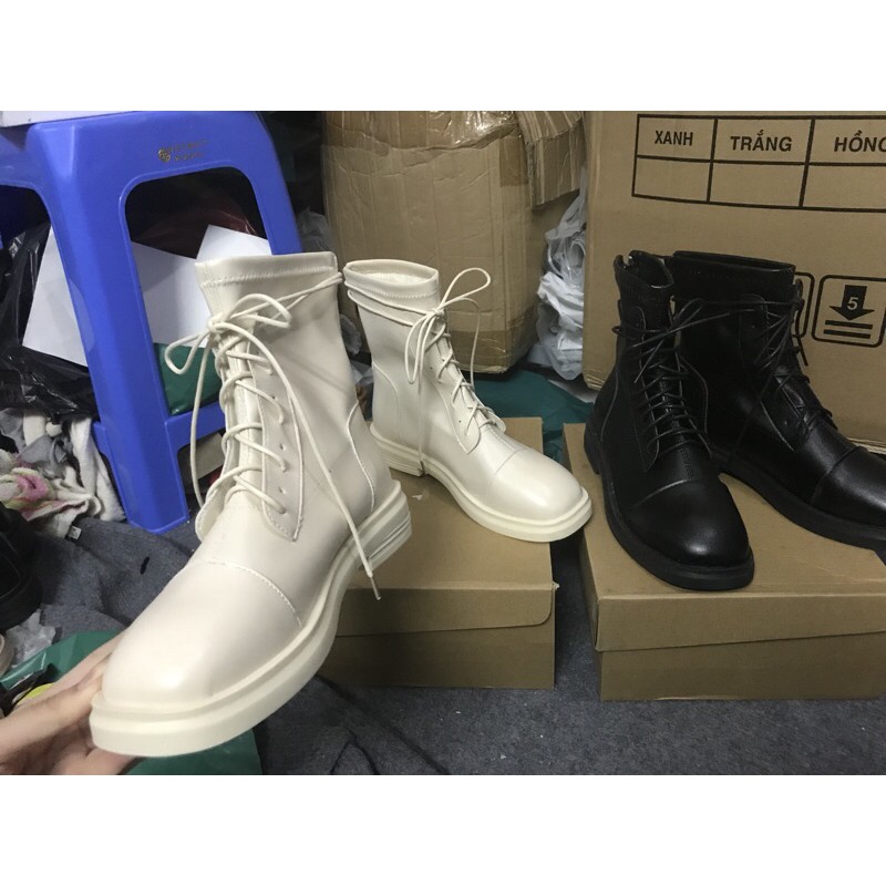 Giày boot bốt nữ cao cổ Ulzzang khóa sau dây nhiều mã A88 kiểu dáng trẻ trung