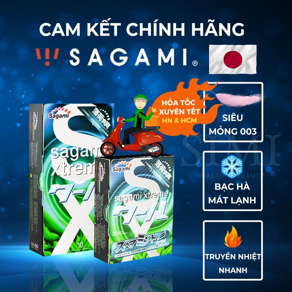 Bao cao su kéo dài thời gian sagami spearmint 0.03 nhật bản chính hãng - ảnh sản phẩm 1