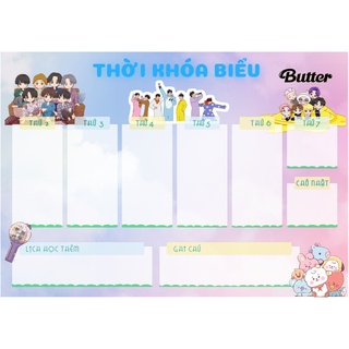 Set 2 thời khóa biểu - timetable BTS giấy decan dễ thương kích thước A5