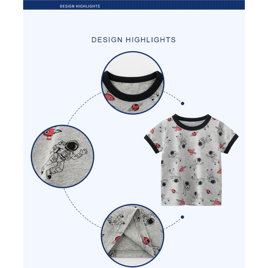 Nowship HCM New 2021 Áo bé trai C116 27KIDS áo thun cho bé in hình SPACEMEN XÁM cotton mềm mại hướng thời trang Hàn Quốc