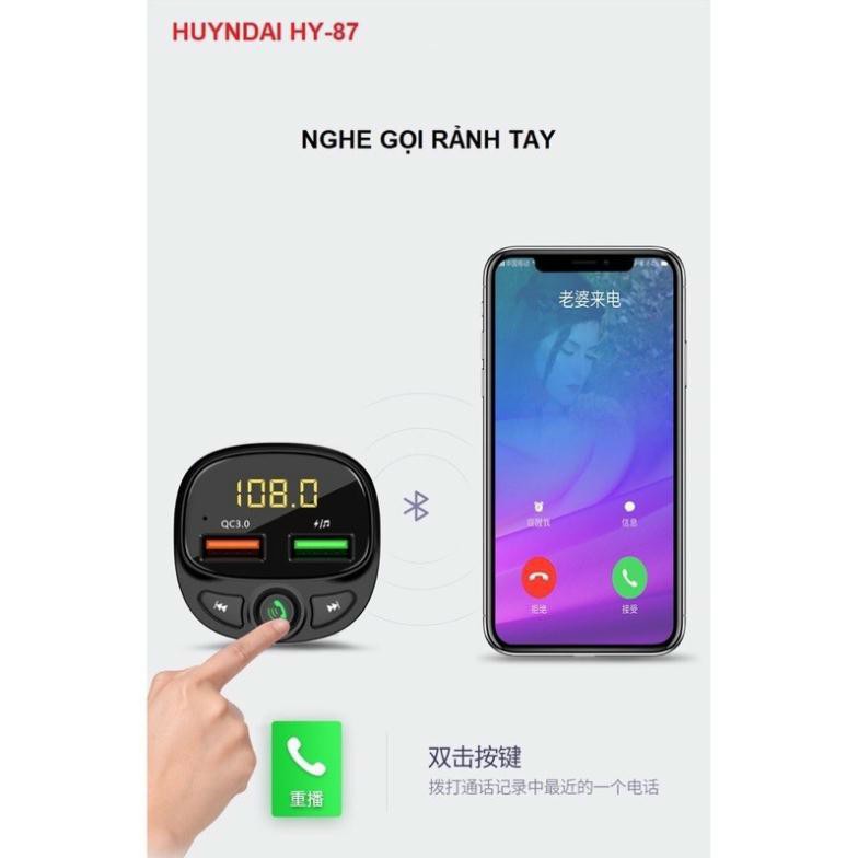 Tẩu Sạc Ô Tô, Cốc sạc USB xe hơi Bluetooth 5.0 Tốc Độ Nhanh 3.0 Cho Xe Hơi có nút MENU VÀ FM