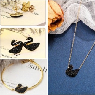 TT5503 - Set titan thiên nga đen màu vàng (dây chuyền, bông tai , lắc tay)