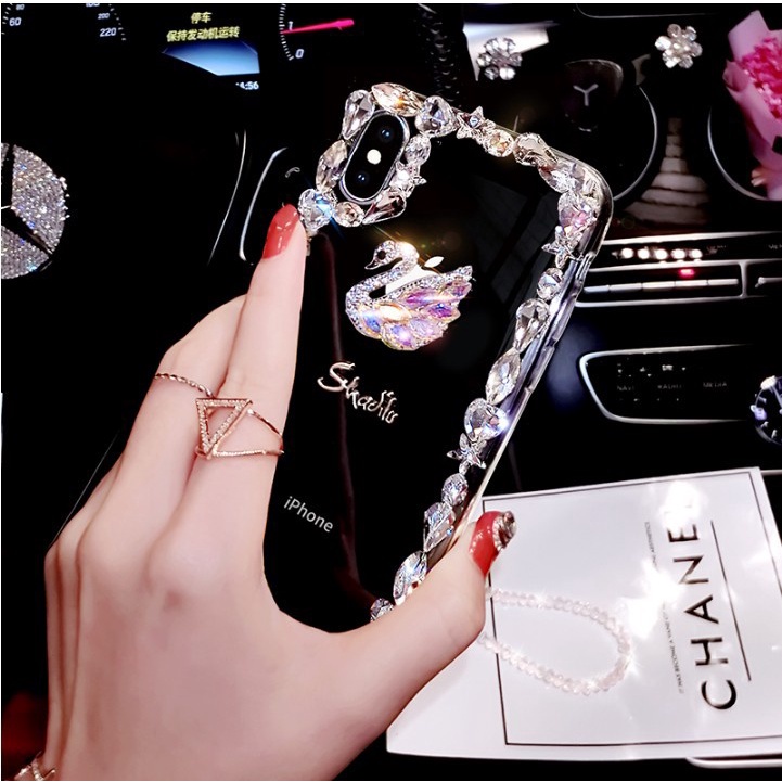 Ốp Điện Thoại TPU Dẻo Viền Dẻo Họa Tiết Thiên Nga Lấp Lánh Cho Iphone 13 12 11 Pro Max X XS 8 7 6 6s Plus
