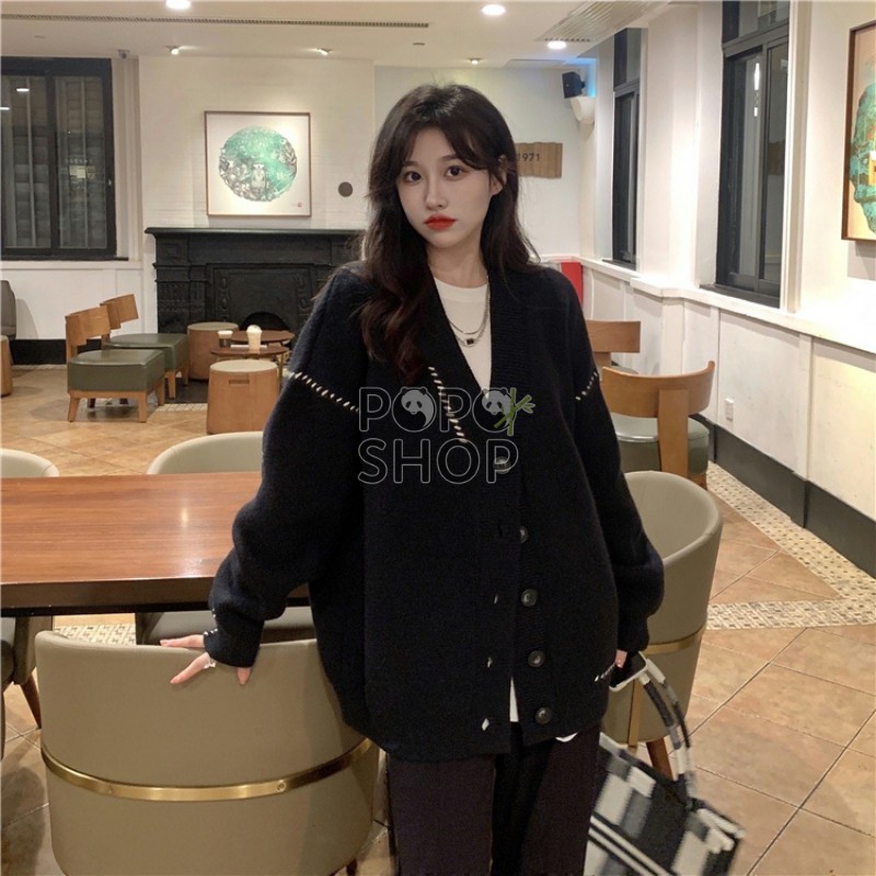 Áo Len Cardigan Nữ Oversize Thu Đông Thiết Kế 2021 Thời Trang