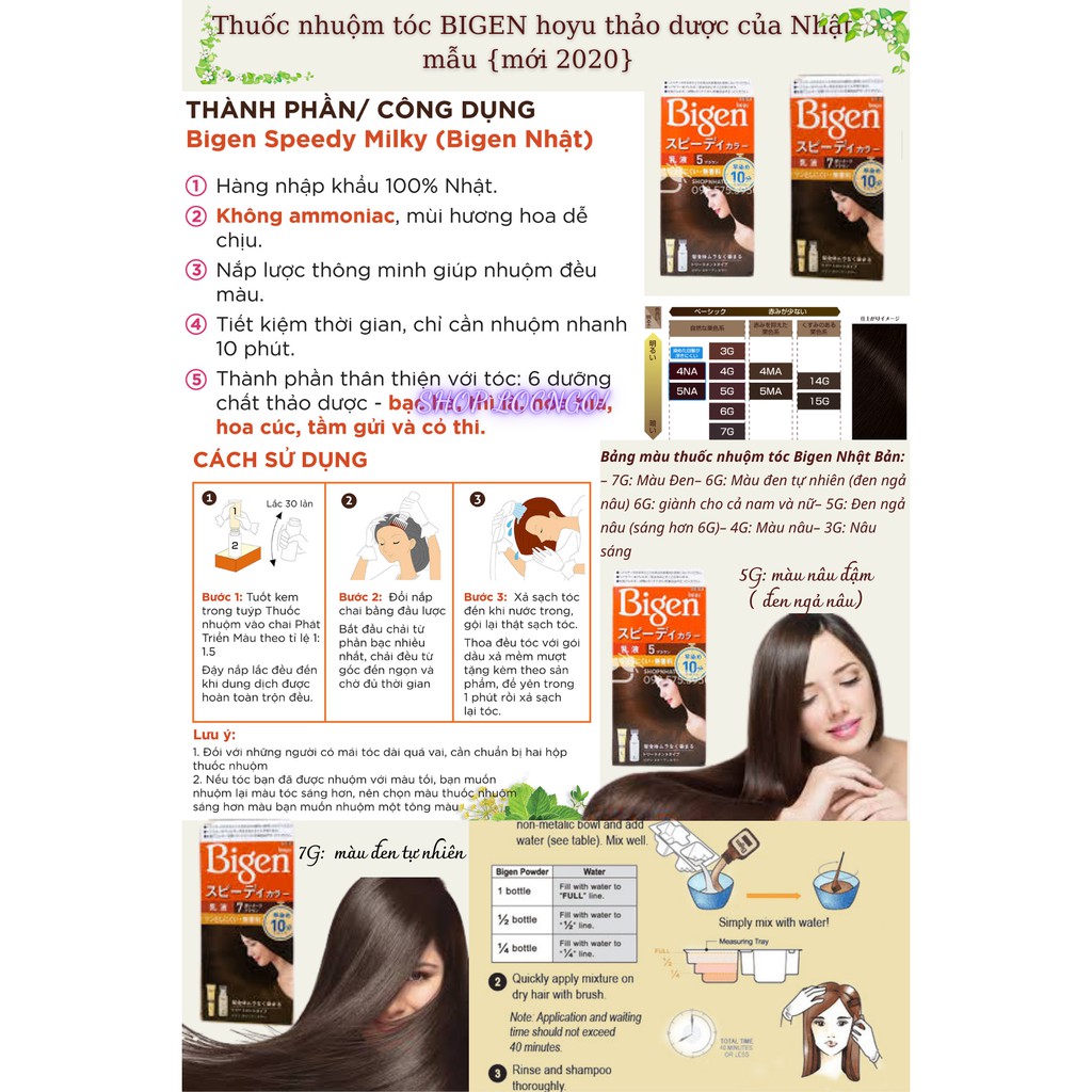 Thuốc nhuộm tóc BIGEN hoyu thảo dược của Nhật mẫu {mới 2020} by Shop LocNgo