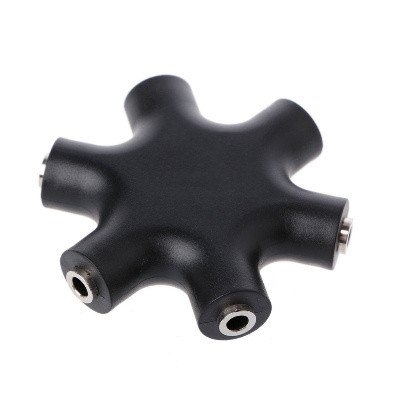 Đầu chia chuyển đổi âm thanh hình lục giác từ 1 đầu cắm sang 5 lỗ cắm 3.5mm kèm cáp cho chia sẻ tai nghe