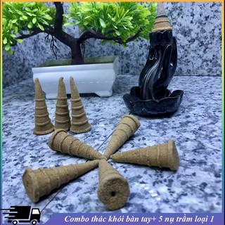 Thác khói trầm hương COMBO thác khói bàn tay+ 5 nụ trầm loại 1