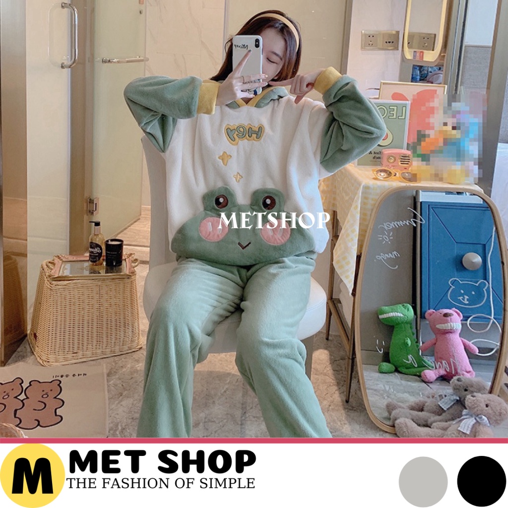 Bộ đồ ngủ mùa đông lông cừu dài tay ,bộ ngủ lông nhung bông mềm mịn ,set mặc nhà cho nữ siêu ấm - METSHOP