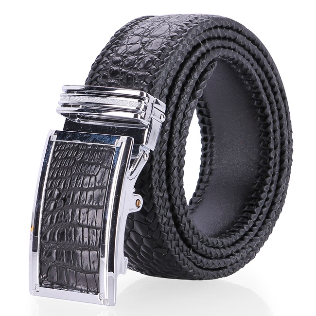 Thắt lưng nam da cá sấu Huy Hoàng đan viền 4P màu đen, nâu đất, nâu đỏ, vàng bò HP4288-89-90-91-92-93-94-96