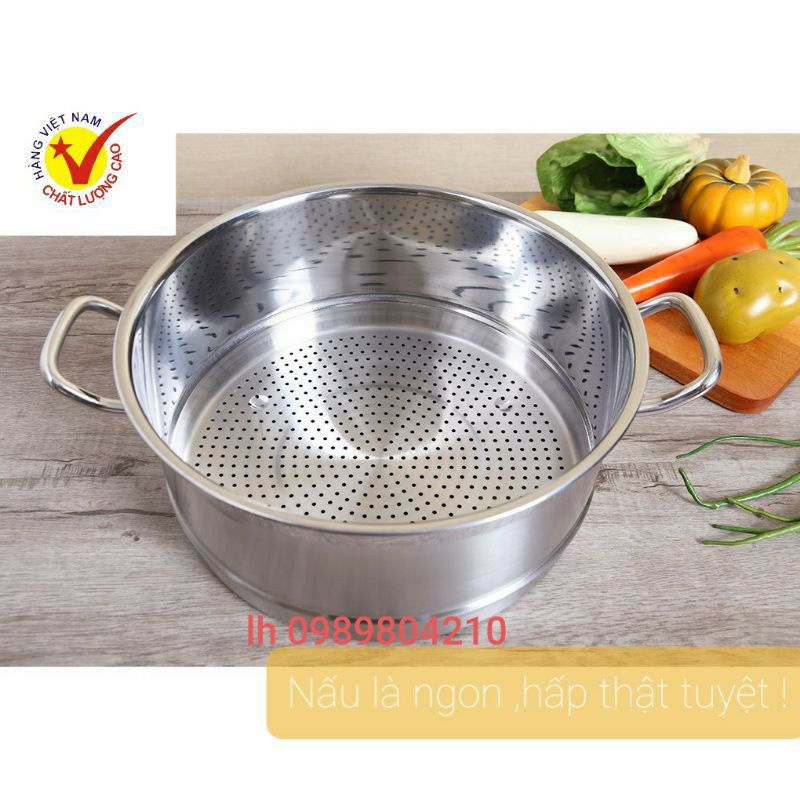 Ngăn xưng hấp inox Viet Cook,xửng hấp xôi ,đồ xôi bánh... inox size ,28, 30,32( CHÍNH HÃNG VN)