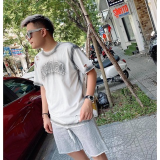 Áo Phông Nam AMIRI Logo Thêu Phối Hoạ Tiết In Viền Áo - Áo Phông Nam Nữ Loang Rách