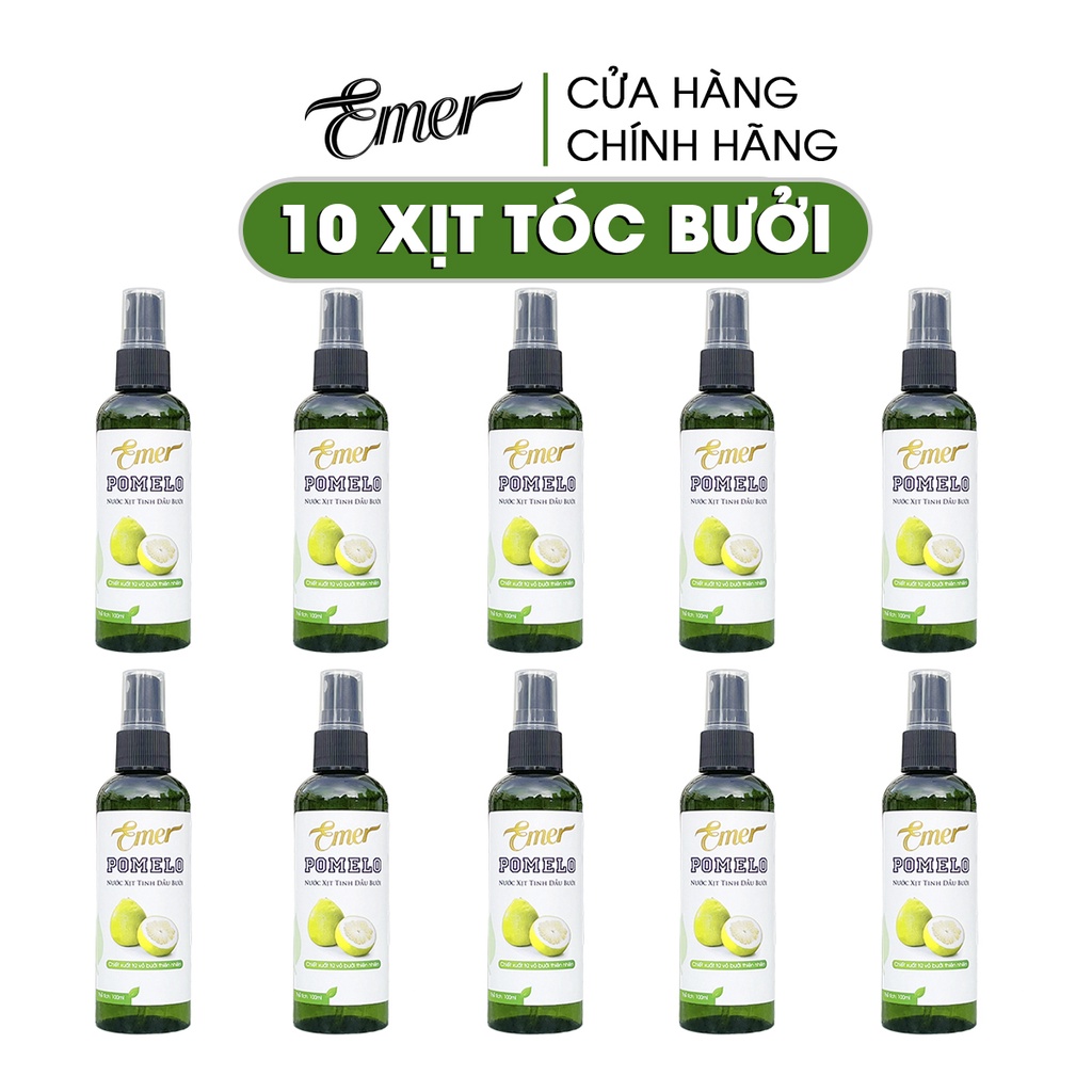 Bộ 10 chai tinh dầu bưởi xịt mọc tóc nhanh pomelo EMER Garin dưỡng tóc kích mọc tóc giảm rụng tóc rõ rệt cho tóc dày hơn