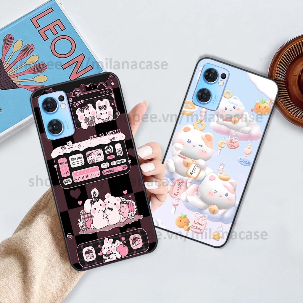 Ốp Oppo Reno7 / Reno7 Z 5G / Reno 7 hình đồng hồ icon gấu mèo cute cực dễ thương ngộ nghĩnh