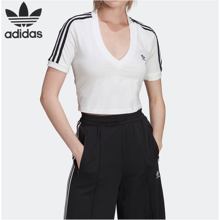 Áo Thun Thể Thao Adidas Clover 100% Chính Hãng Cổ V Sâu Ngắn Tay Thời Trang HC2036