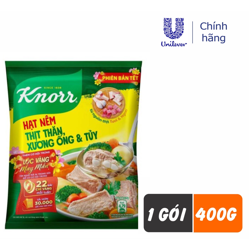 Hạt Nêm Knorr phiên bản tết trọng lượng 400g Thịt Thăn, Xương Ống và Tủy Bổ Sung Vitamin A