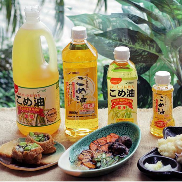 Dầu mầm gạo cao cấp Tsuno Food Nhật Bản 1500g, 500g, 1000gr, 180gr số 1 tại Nhật Bản hiện nay