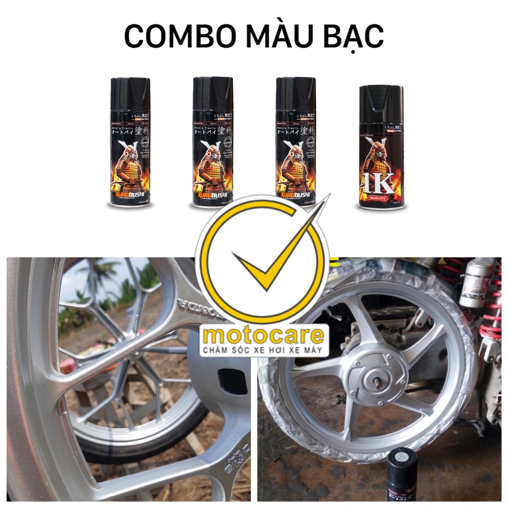 [COMBO 4 CHAI] Sơn Samurai Màu Bạc Sáng Sơn Mâm Lốc Máy Dàn Chân Xe Máy UCH210 - 124 - H111 - K1K