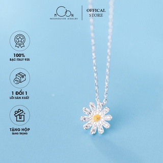 Dây chuyền bạc moonsilver, vòng cổ bạc nữ hình hoa cúc họa mi new mặt đính đá