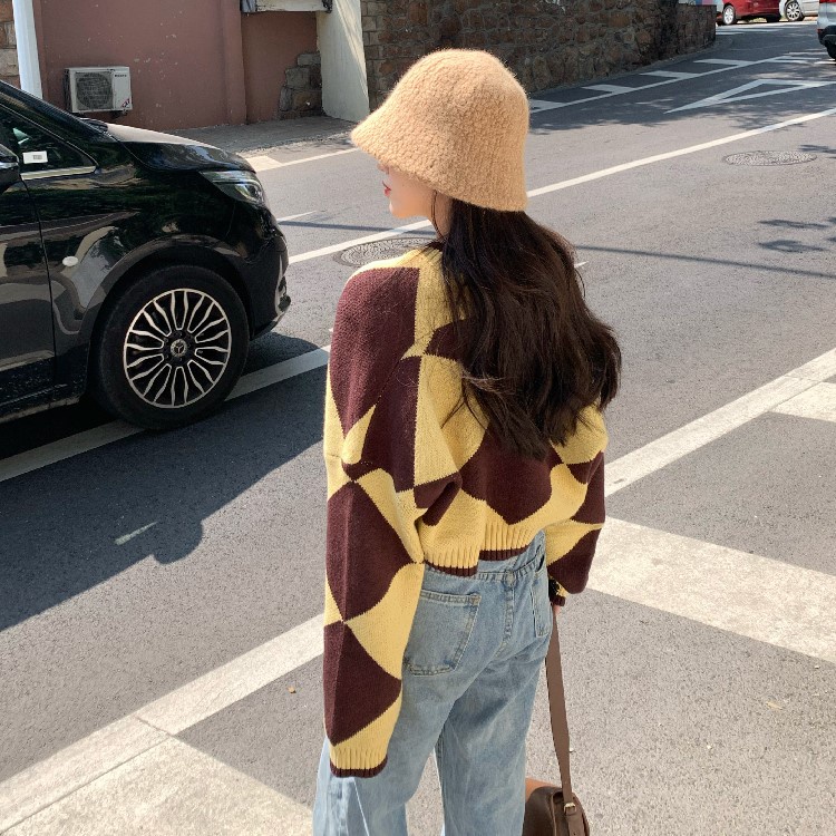 DUNEA Áo Khoác Cardigan Dệt Kim Dáng Rộng Kiểu Retro Mỹ 3 Màu Lựa Chọn