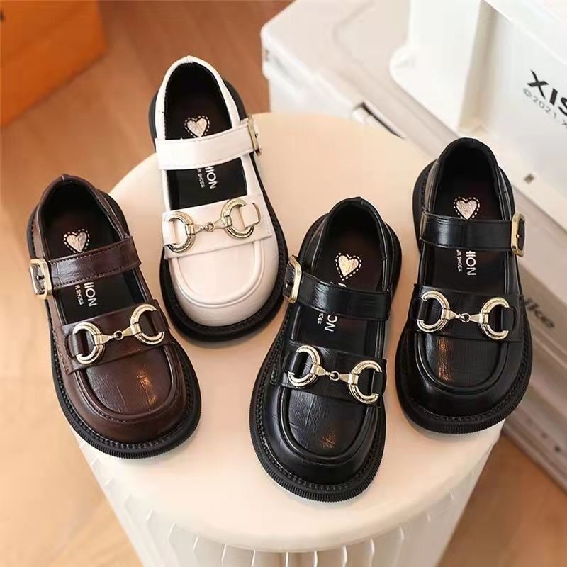 Giày Da Mềm Màu Trơn Chống Trượt Cho Bé Gái Size 26-37