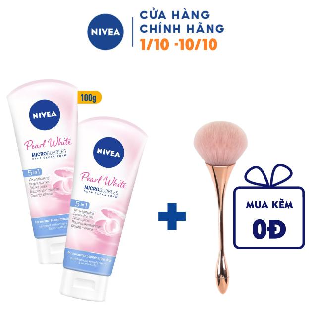  Bộ đôi Sữa rửa mặt NIVEA Pearl White giúp trắng da ngọc trai (100g/chai) - 81295