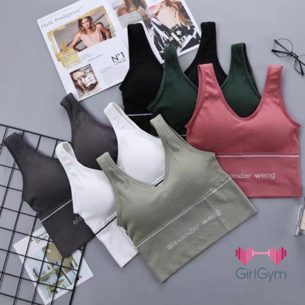 Áo Bra tập Gym Yoga, dáng Croptop ba lỗ nữ có mút đệm nâng ngực thể thao thời trang cao cấp GirlGym