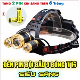 Đèn pin đội đầu 3 bóng t6 led siêu sáng