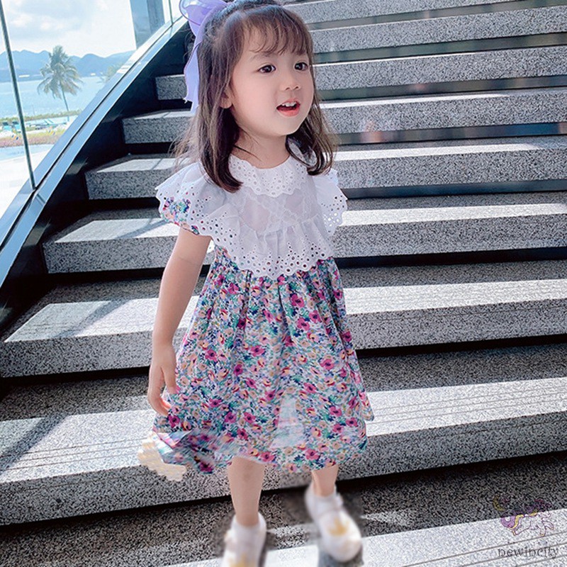 Đầm Bé Gái In Hoa Phong Cách Hàn Quốc