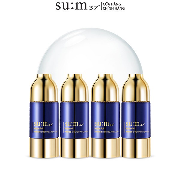 Bộ tinh chất cấp nước cấp cứu da chống nhăn trong 4 tuần Su:m37 Water-full Intense Enriched Ampoule 4x15ml